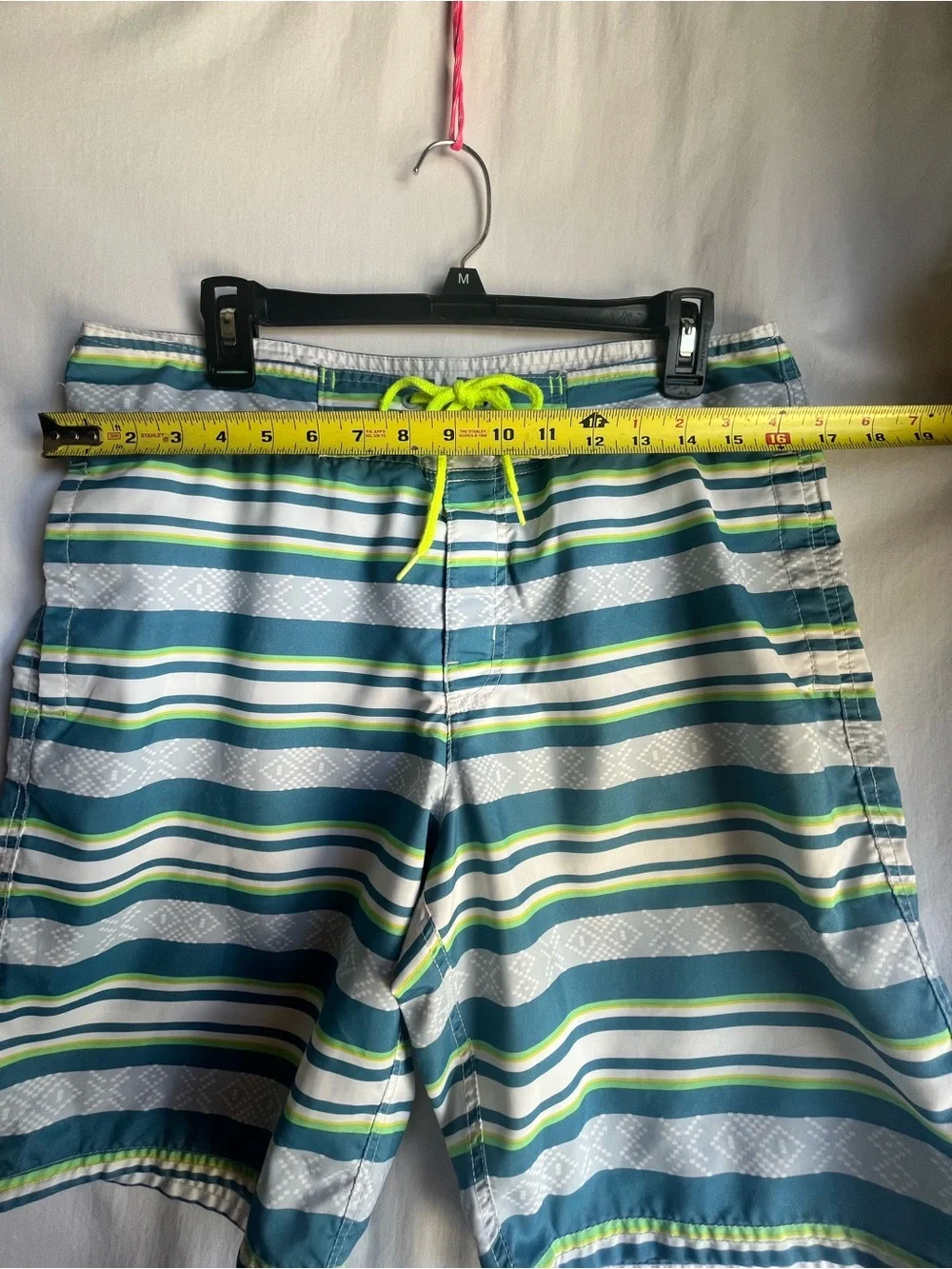 American Eagle Outfitters Blue, Teal & Lime Striped Swim Shorts